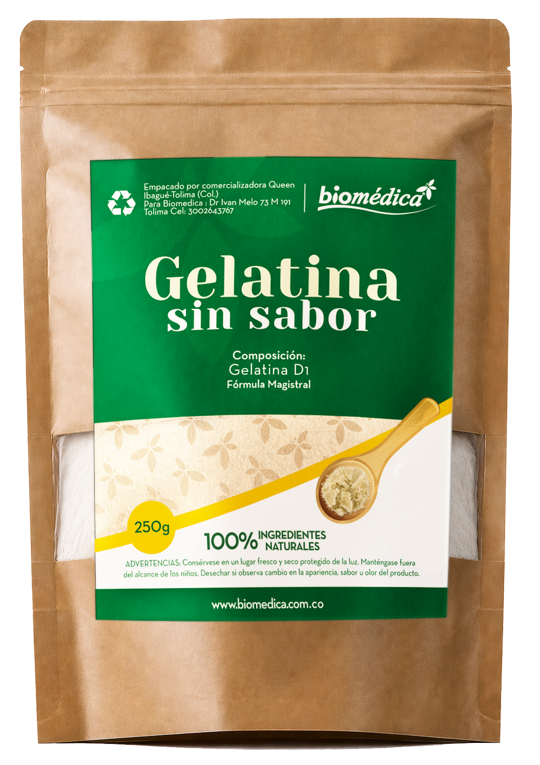 Gelatina sin Sabor x 250 grs